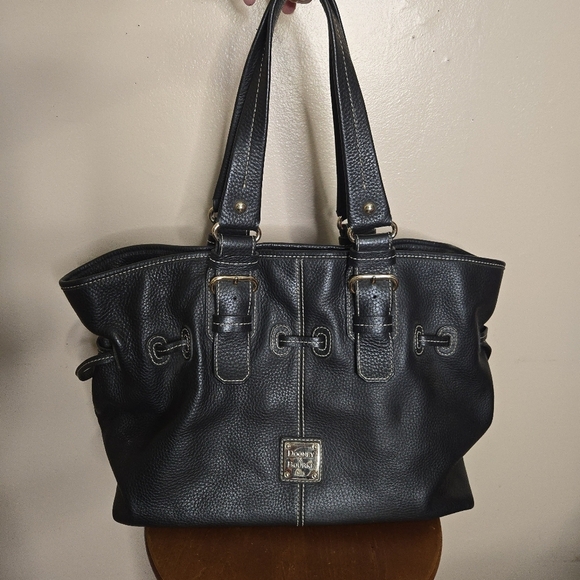 Dooney & Bourke Handbags - Dooney & Bourke Chiara Large Pebble Black Leather Satchel Shoulder Bag